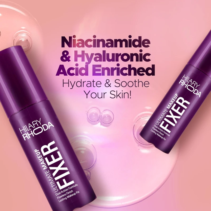 Hilary Rhoda Ultimate Makeup Fixer | Infused with Niacinamide & Hyaluronic Acid | Hydrates, Soothes & Refreshes Skin | Dual Action & Weightless Formula | Setting Spray |100 ml - Thumbnail 5